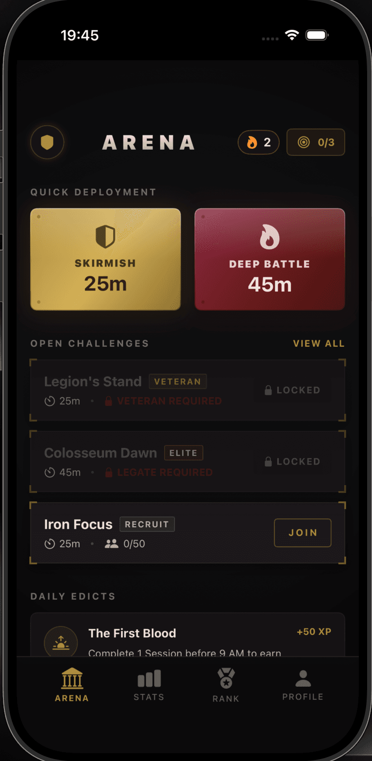 Focus Arena App Interface